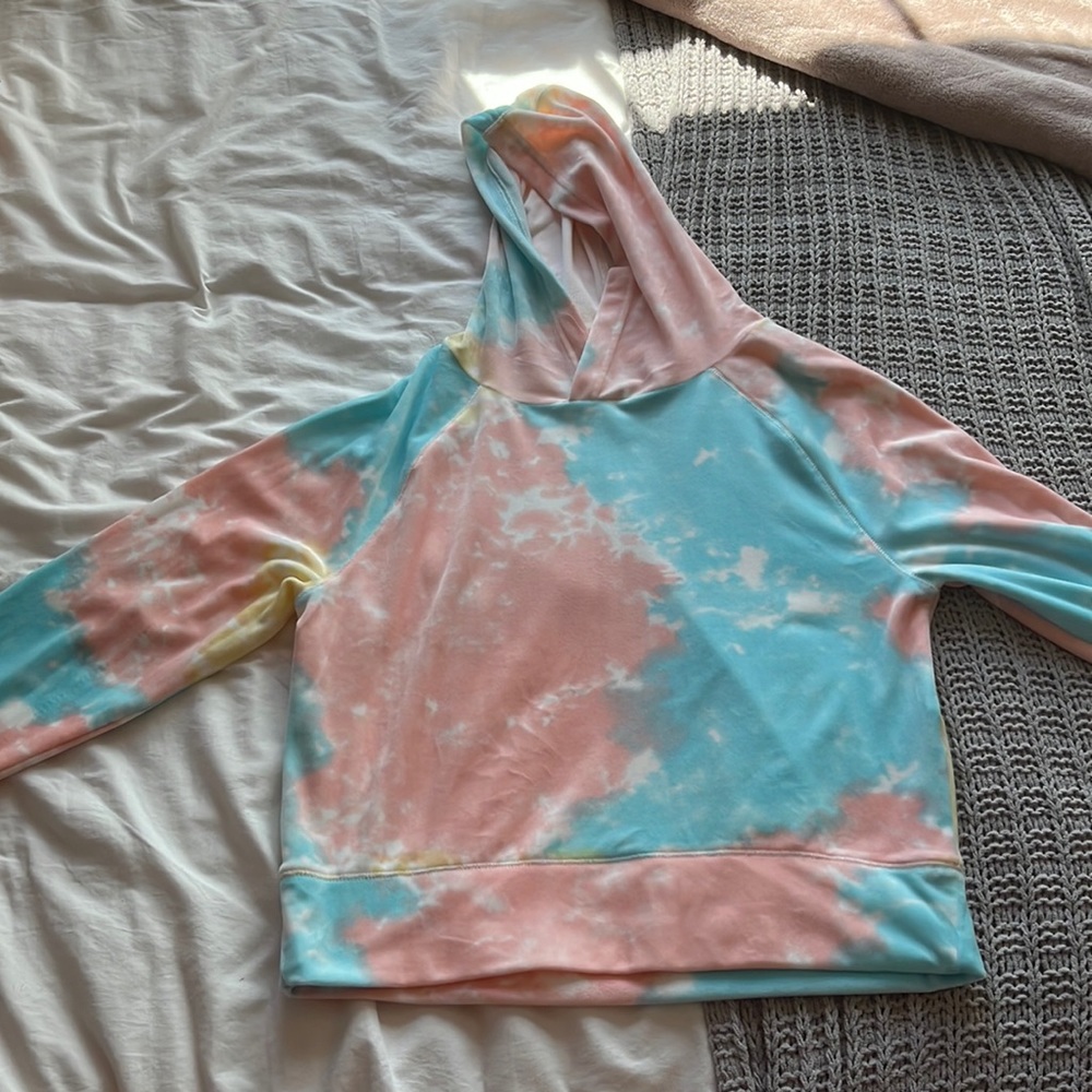 Tie Dye felt cropped hoodie
